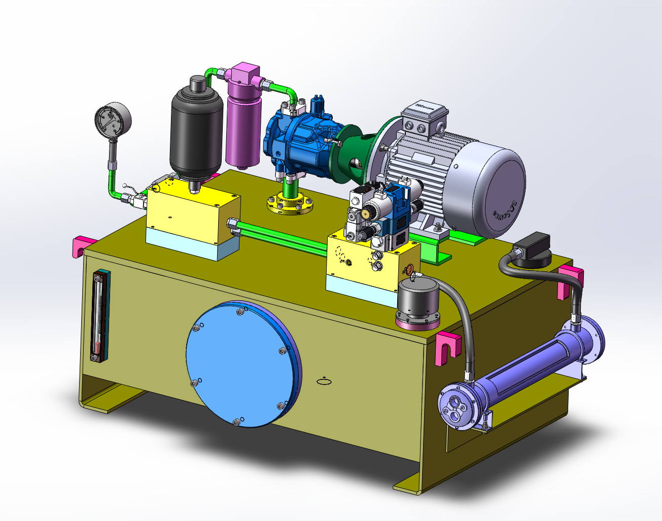 双作用缸液压动力站设计 基于SolidWorks的三维建模与系统实现